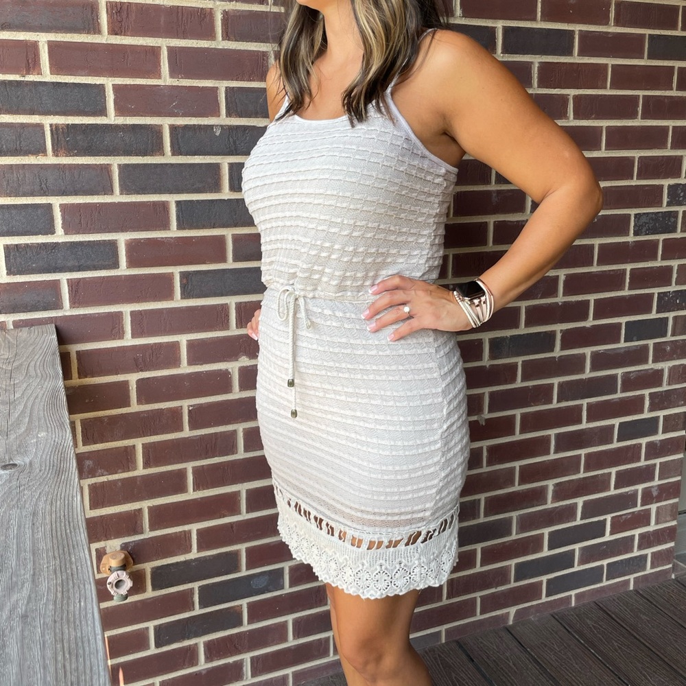 Tan/Cream Lined Knit Dress